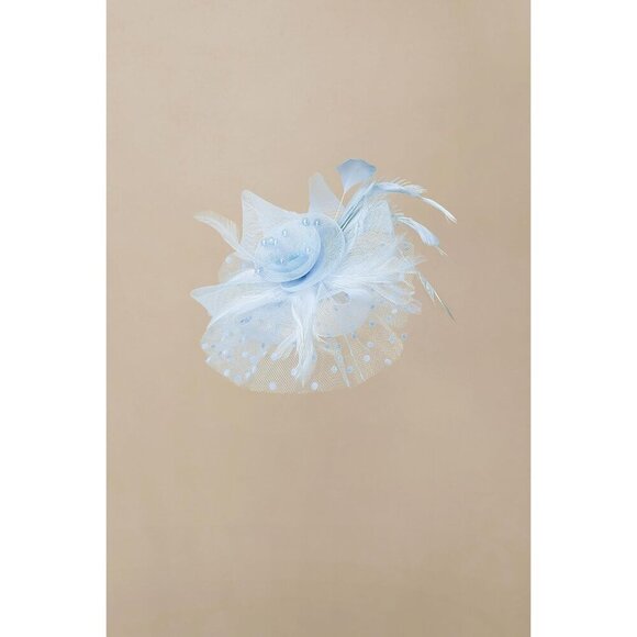 Fascinator Hat Women Feather Mesh Pearl Derby Tea Party Wedding Accessory
